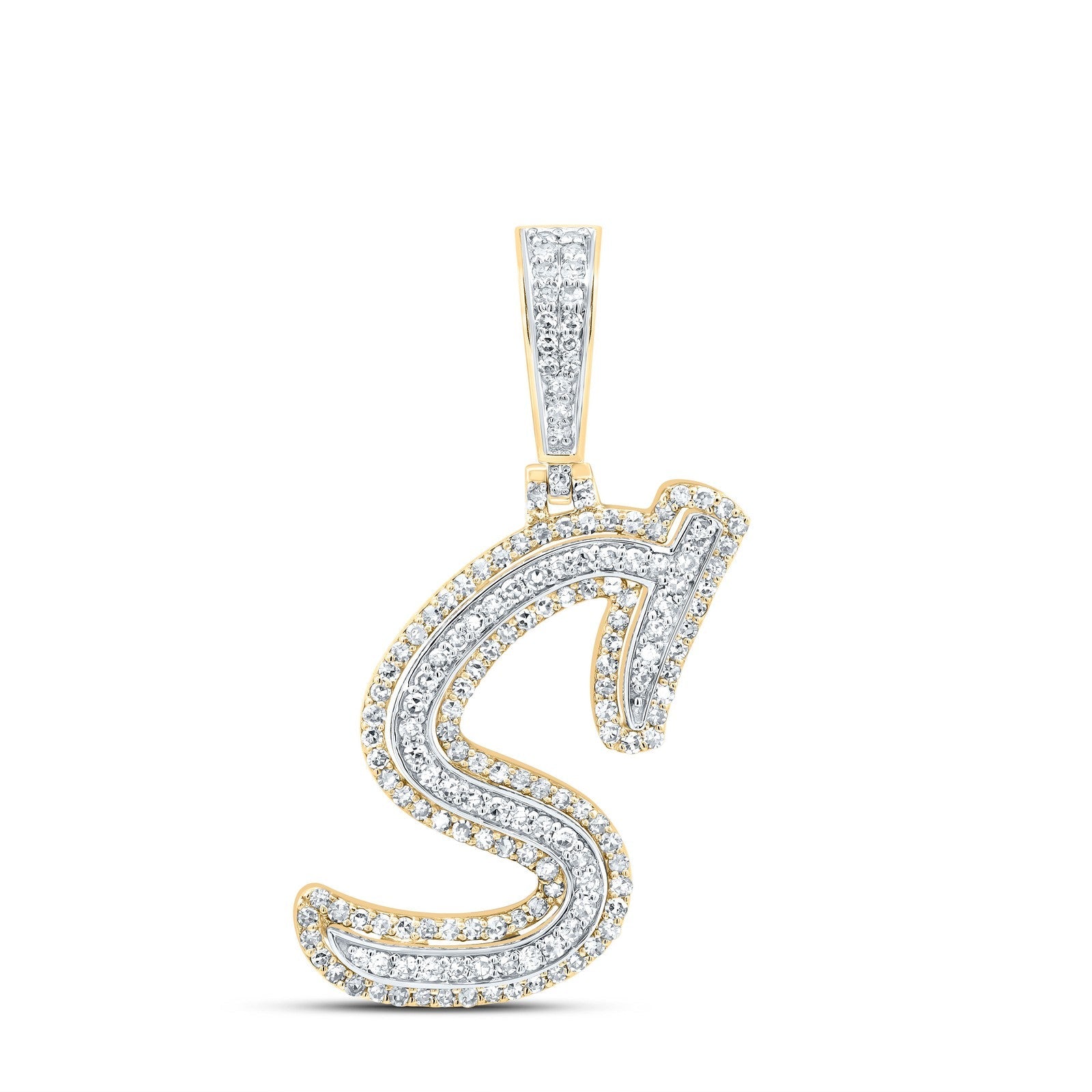 10k Yellow Gold 2.67g 0.7CTW Natural Diamond Initial "S" Pendant Alphabet Charm - Elite Jewelers - Charms & Pendants