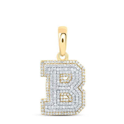 10k Yellow Gold 2.6g 0.67CTW Natural Diamond Initial "B" Pendant Alphabet Charm - Elite Jewelers - Charms & Pendants