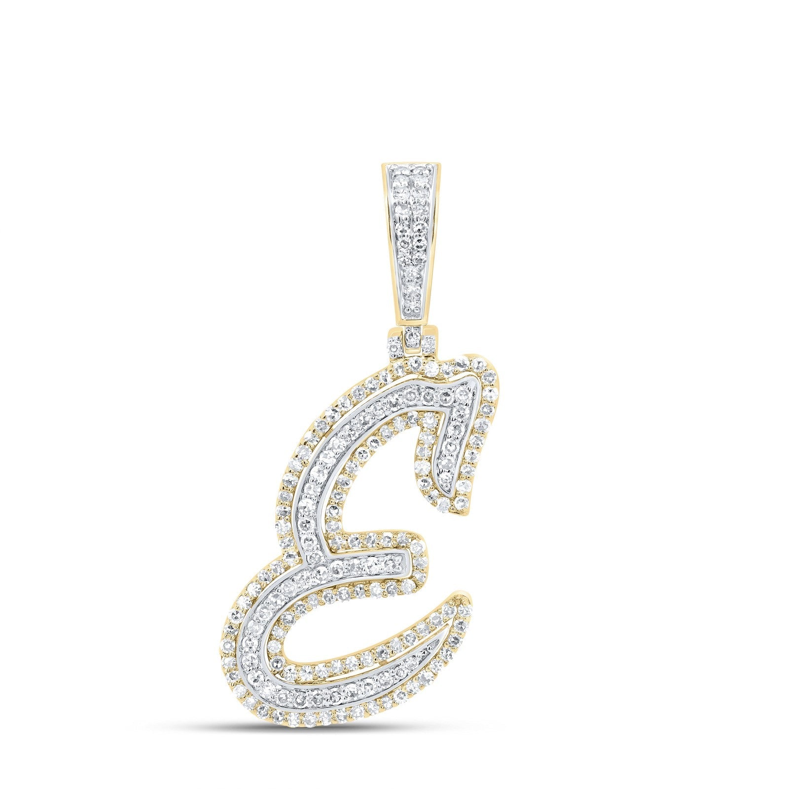 10k Yellow Gold 2.71g 0.76CTW Natural Diamond Initial "E" Pendant Alphabet Charm - Elite Jewelers - Charms & Pendants