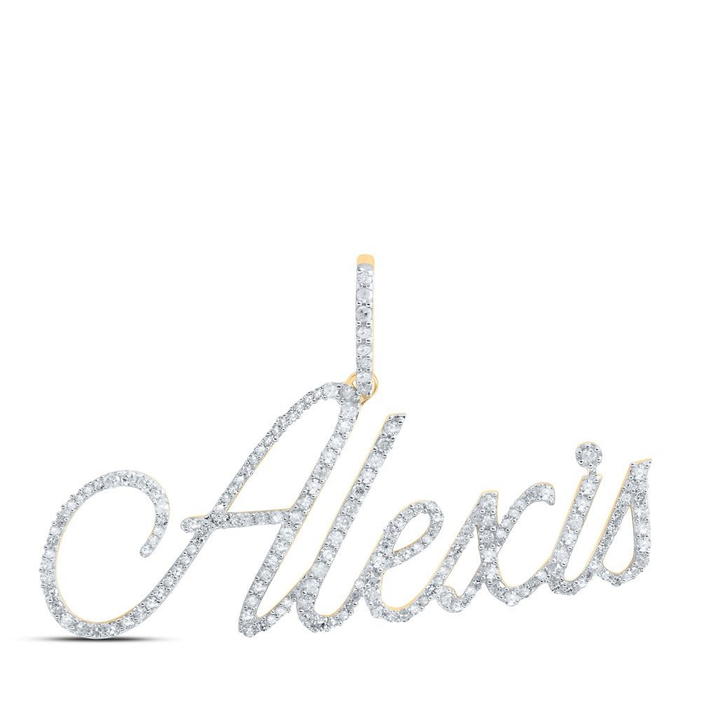 10k Yellow Gold 2.79g 0.79CTW Natural Diamond Name "Alexis" Pendant Word Charm - Elite Jewelers - Charms & Pendants