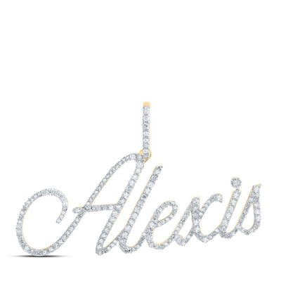 10k Yellow Gold 2.79g 0.79CTW Natural Diamond Name "Alexis" Pendant Word Charm - Elite Jewelers - Charms & Pendants
