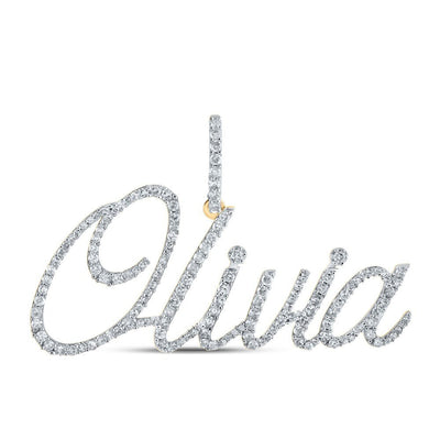 10k Yellow Gold 2.82g 0.86CTW Natural Diamond Name "OLIVIA" Pendant Word Charm - Elite Jewelers - Charms & Pendants