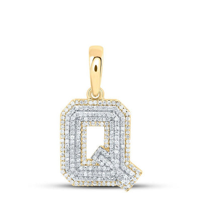 10k Yellow Gold 2.86g 0.67CTW Natural Diamond Initial "Q" Pendant Alphabet Charm - Elite Jewelers - Charms & Pendants