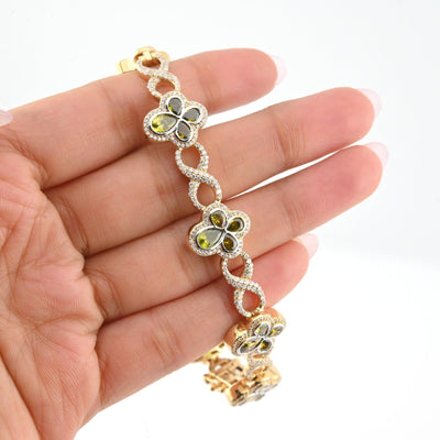10k Yellow Gold 2.8CTW Diamond Cross Clover Infinity Gem Bracelet 27.6g 8 Inch - Elite Jewelers - Bracelets