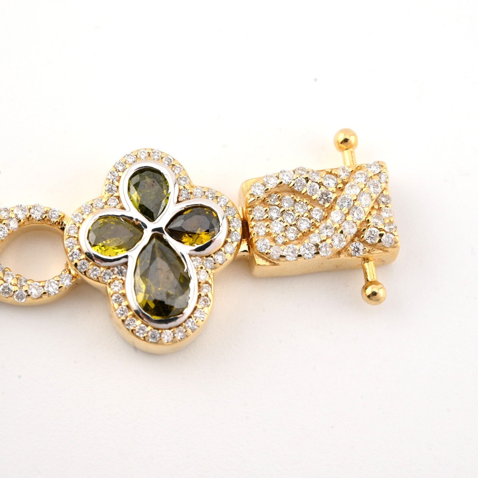 10k Yellow Gold 2.8CTW Diamond Cross Clover Infinity Gem Bracelet 27.6g 8 Inch - Elite Jewelers - Bracelets