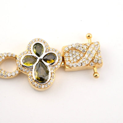 10k Yellow Gold 2.8CTW Diamond Cross Clover Infinity Gem Bracelet 27.6g 8 Inch - Elite Jewelers - Bracelets