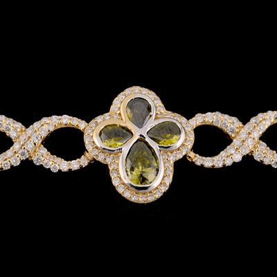 10k Yellow Gold 2.8CTW Diamond Cross Clover Infinity Gem Bracelet 27.6g 8 Inch - Elite Jewelers - Bracelets