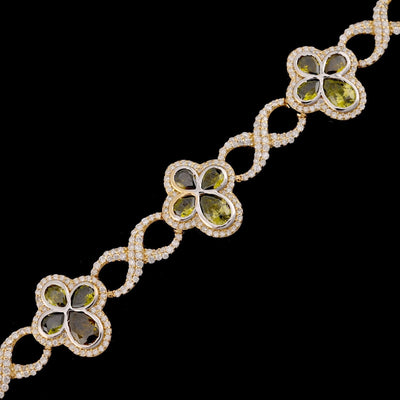 10k Yellow Gold 2.8CTW Diamond Cross Clover Infinity Gem Bracelet 27.6g 8 Inch - Elite Jewelers - Bracelets