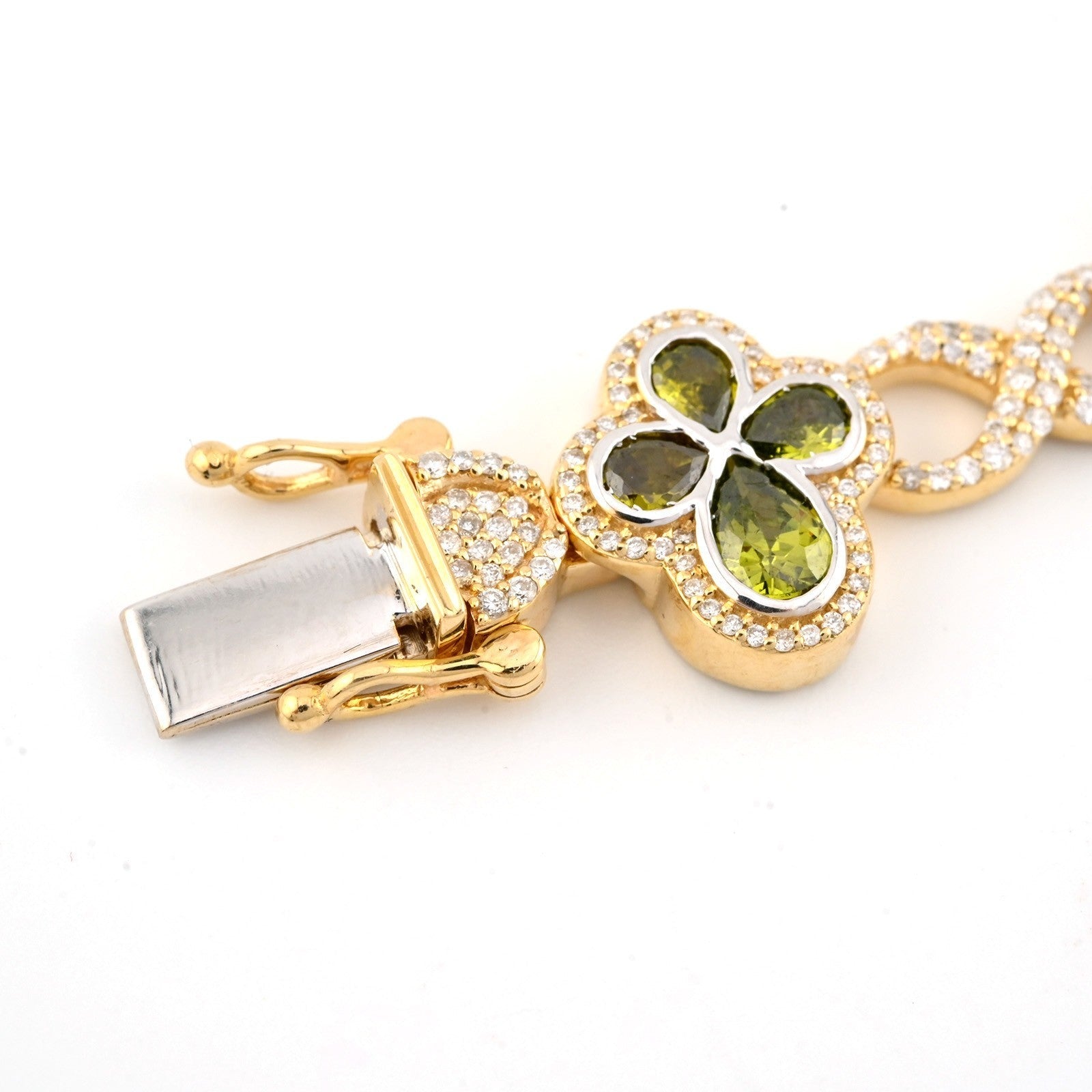 10k Yellow Gold 2.8CTW Diamond Cross Clover Infinity Gem Bracelet 27.6g 8 Inch - Elite Jewelers - Bracelets