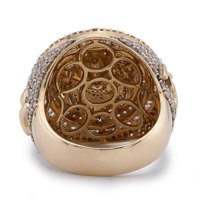 10K Yellow Gold 2.98CT Round/Baguette Natural Diamond Lion Head/Paws Round Shape Men Pinky Ring - Elite Jewelers-Rings