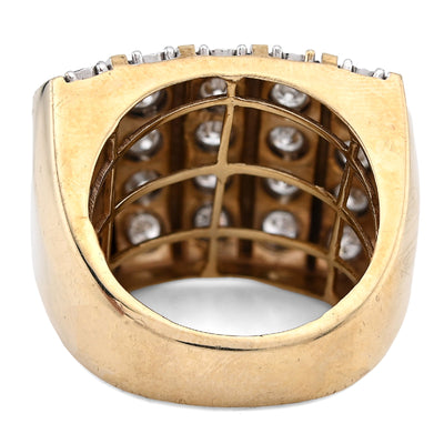 10K Yellow Gold 2CT Natural Diamond Multi Column Men Ilusion Set Pinky Ring - Elite Jewelers - Rings