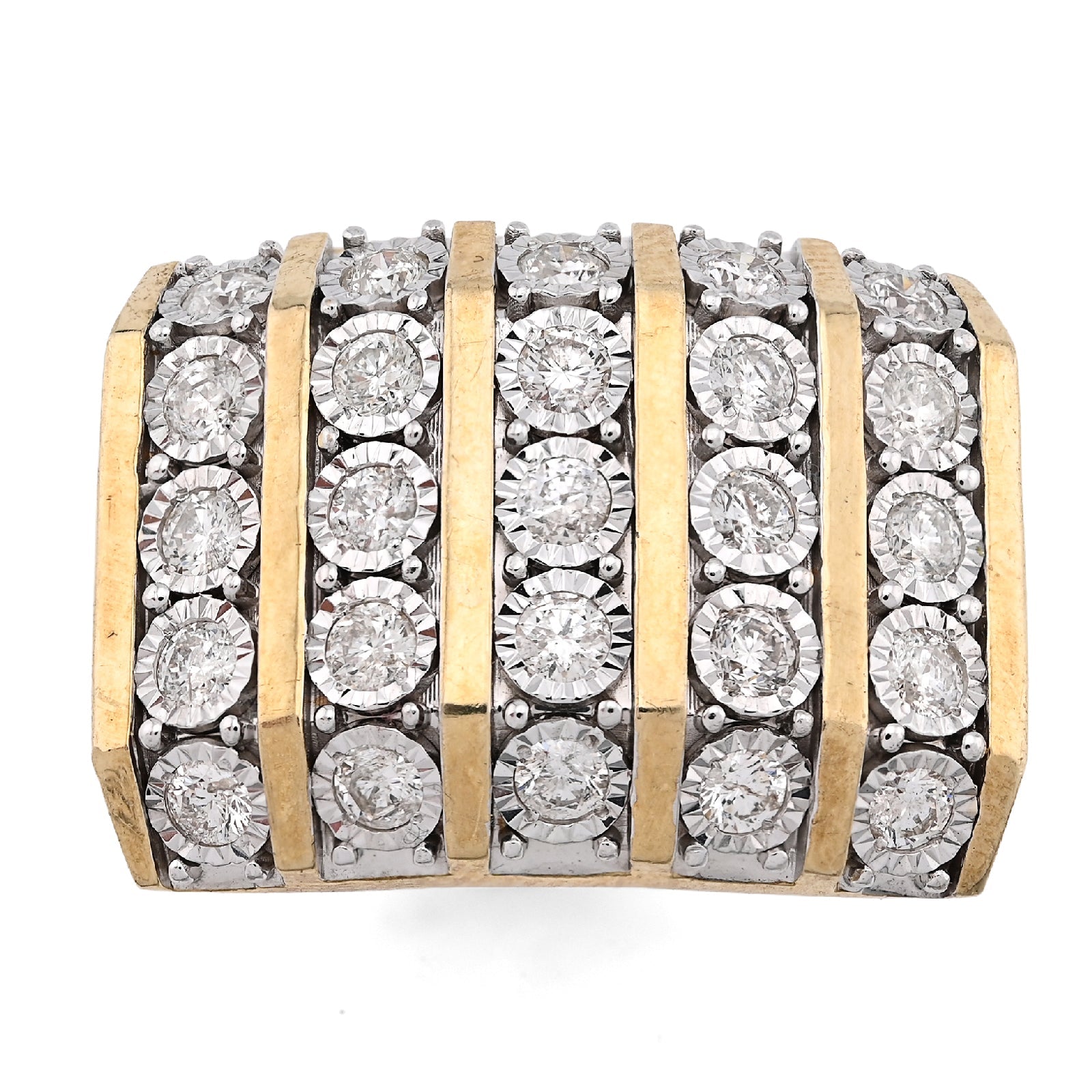 10K Yellow Gold 2CT Natural Diamond Multi Column Men Ilusion Set Pinky Ring - Elite Jewelers - Rings