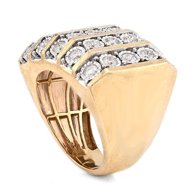 10K Yellow Gold 2CT Natural Diamond Multi Column Men Ilusion Set Pinky Ring - Elite Jewelers - Rings
