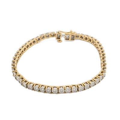 10k Yellow Gold 2CTW Natural Diamond 7Inch Tennis Bracelet 10.3g Unisex Armlet - Elite Jewelers - Bracelets
