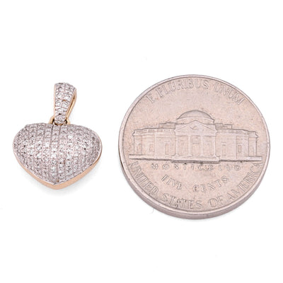 10k Yellow Gold 2gm 1CTW Natural Diamond Puffed Heart Shape Pendant Womens Charm - Elite Jewelers - Charms & Pendants