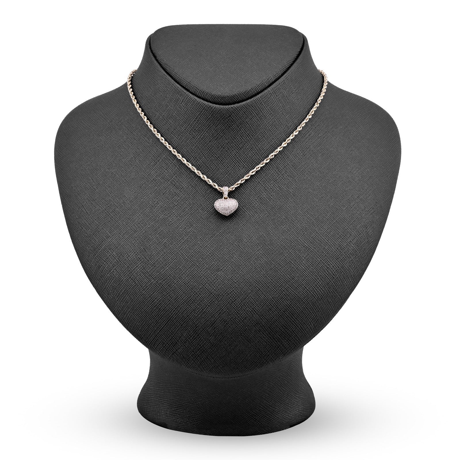 10k Yellow Gold 2gm 1CTW Natural Diamond Puffed Heart Shape Pendant Womens Charm - Elite Jewelers - Charms & Pendants