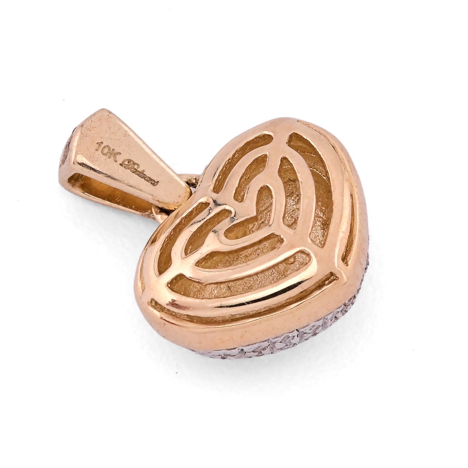 10k Yellow Gold 2gm 1CTW Natural Diamond Puffed Heart Shape Pendant Womens Charm - Elite Jewelers - Charms & Pendants