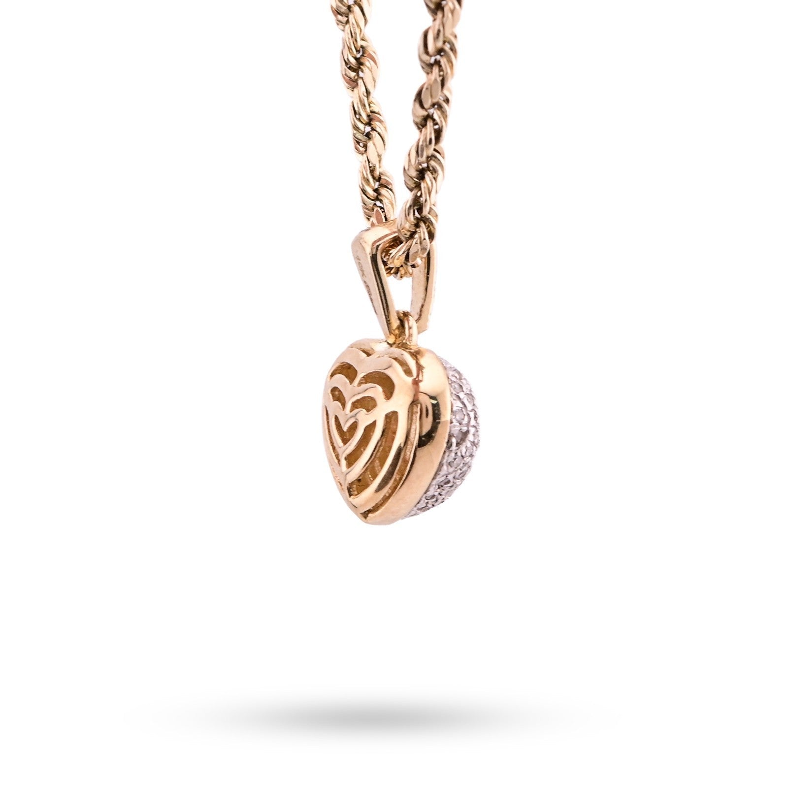 10k Yellow Gold 2gm 1CTW Natural Diamond Puffed Heart Shape Pendant Womens Charm - Elite Jewelers - Charms & Pendants
