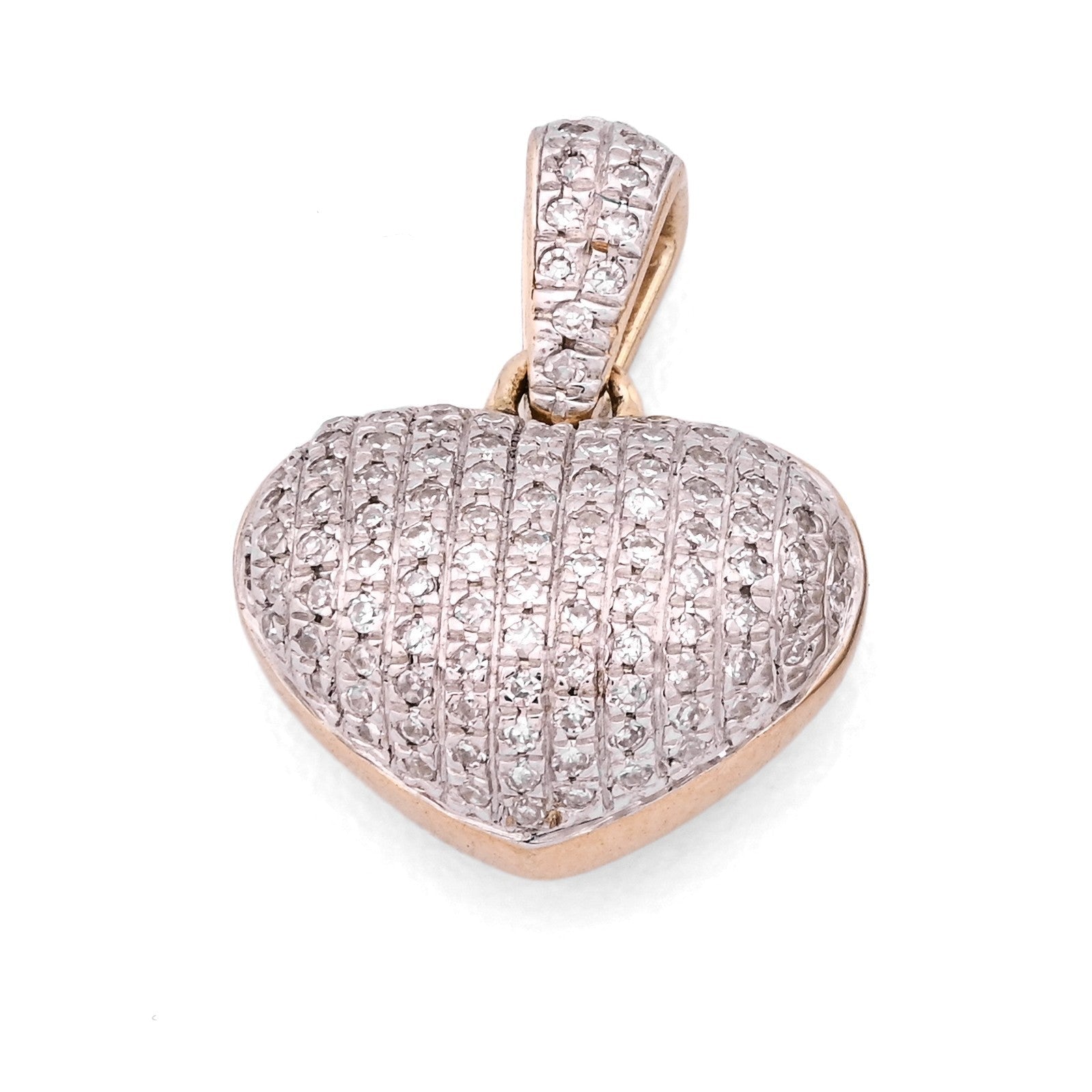 10k Yellow Gold 2gm 1CTW Natural Diamond Puffed Heart Shape Pendant Womens Charm - Elite Jewelers - Charms & Pendants
