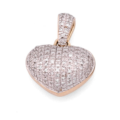 10k Yellow Gold 2gm 1CTW Natural Diamond Puffed Heart Shape Pendant Womens Charm - Elite Jewelers - Charms & Pendants