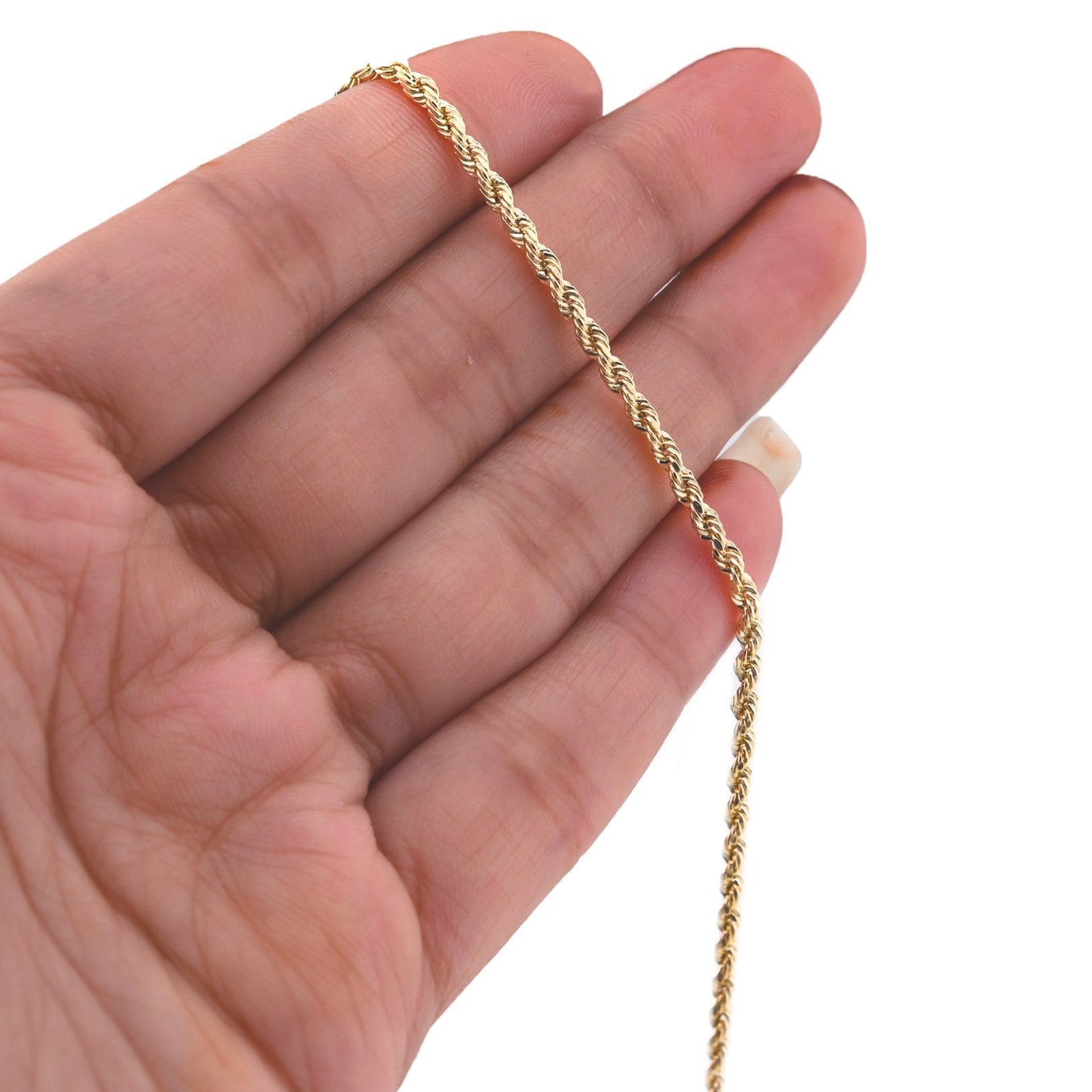 10k Yellow Gold 2MM Diamond Cut 2 Rope Chains Necklace Mens Womens 22 Inches - Elite Jewelers - Necklaces & Chains