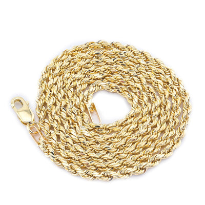 10k Yellow Gold 2MM Diamond Cut 2 Rope Chains Necklace Mens Womens 22 Inches - Elite Jewelers - Necklaces & Chains