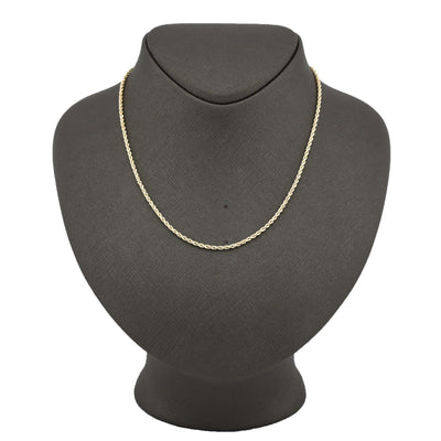 10k Yellow Gold 2MM Diamond Cut Rope Chain Necklace Mens Womens 18 Inches - Elite Jewelers - Necklaces & Chains