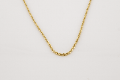 10K Yellow Gold 2mm Rope Chain Necklace 18" - 24" Diamond Cut Pendant Mens Women - Elite Jewelers - Necklaces & Chains