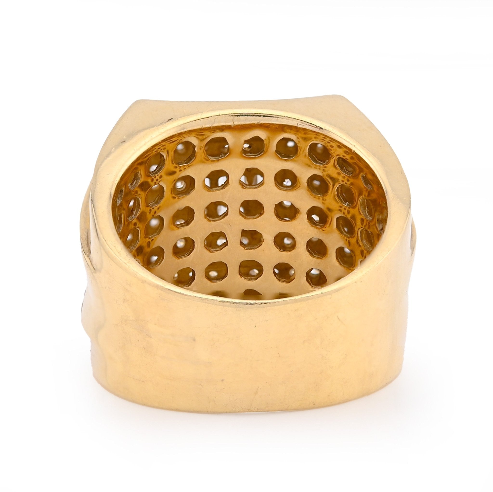 10K Yellow Gold 3 Level Rectangle Baguette Centre 2.32CT Natural Diamond Men Pinky Ring - Elite Jewelers - Rings