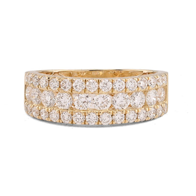 10K Yellow Gold 3 Row 2.02CT Lab Diamond Men Band Ring - Elite Jewelers-Rings