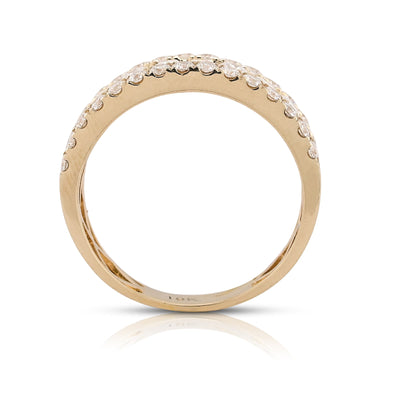 10K Yellow Gold 3 Row 2.02CT Lab Diamond Men Band Ring - Elite Jewelers-Rings