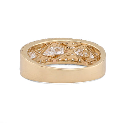 10K Yellow Gold 3 Row 2.02CT Lab Diamond Men Band Ring - Elite Jewelers-Rings