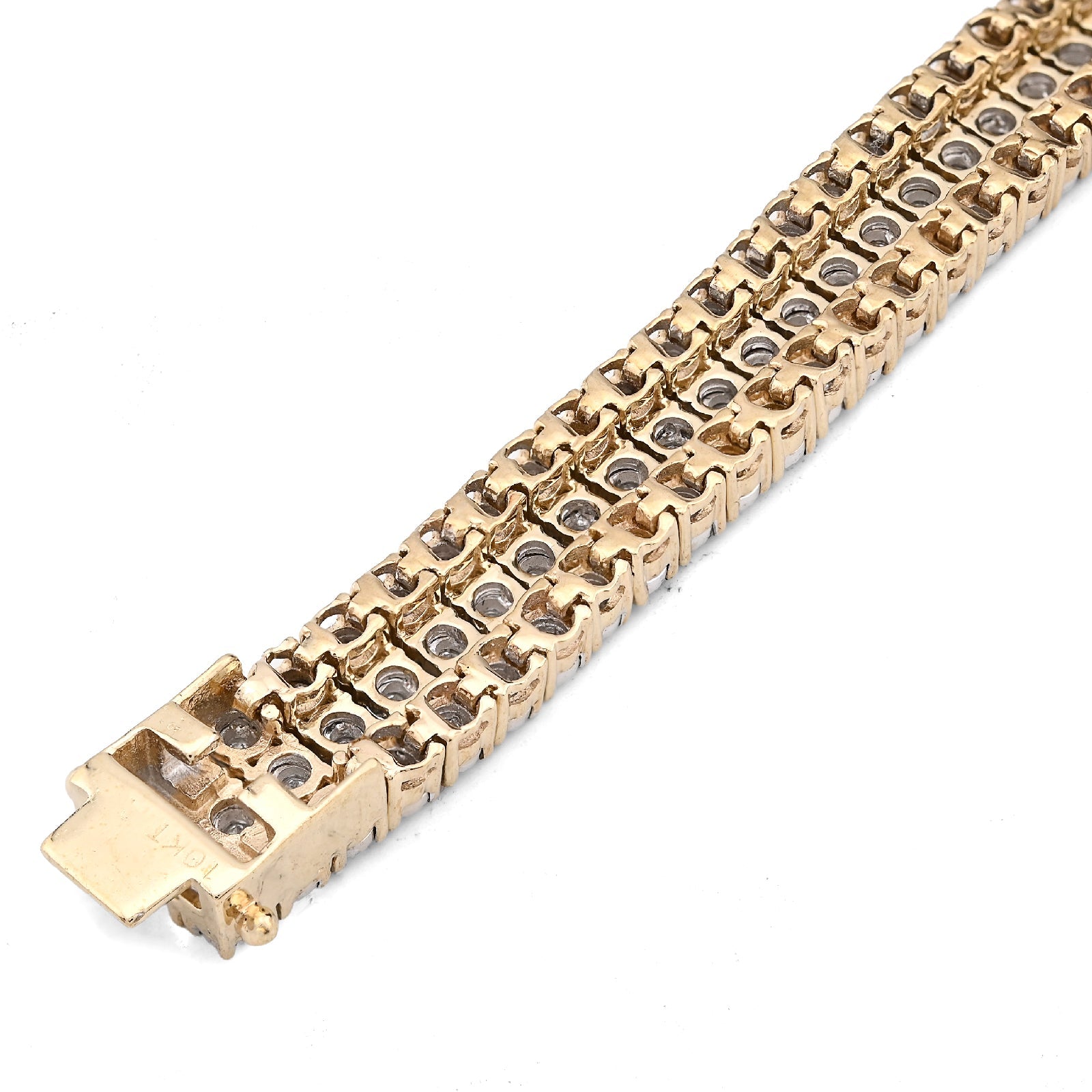 10K Yellow Gold 3 Row 4CT Natural Diamond 9" Men Women 8.5MM Tennis Bracelet - Elite Jewelers - Bracelets