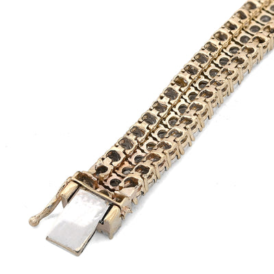 10K Yellow Gold 3 Row 4CT Natural Diamond 9" Men Women 8.5MM Tennis Bracelet - Elite Jewelers - Bracelets