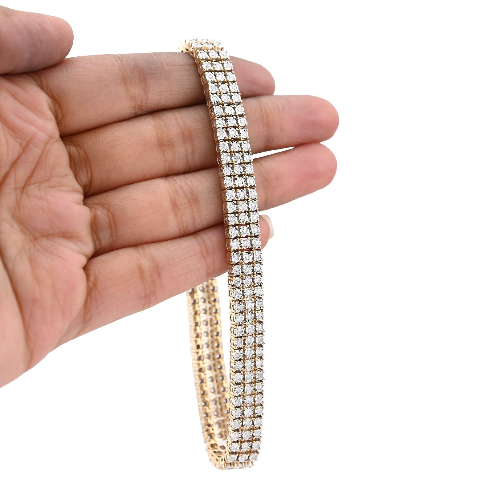 10K Yellow Gold 3 Row 4CT Natural Diamond 9" Men Women 8.5MM Tennis Bracelet - Elite Jewelers - Bracelets