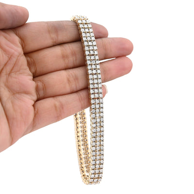 10K Yellow Gold 3 Row 4CT Natural Diamond 9" Men Women 8.5MM Tennis Bracelet - Elite Jewelers - Bracelets