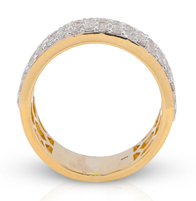 10K Yellow Gold 3 Row Cage Round/Baguette 2.50CT Natural Diamond Men Pinky Band Ring - Elite Jewelers - Rings
