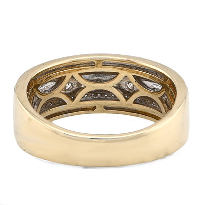 10K Yellow Gold 3 Row Round Natural Diamond 0.50CT Men Band - Elite Jewelers - Rings
