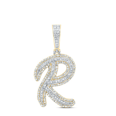 10k Yellow Gold 3.13g 0.86CTW Natural Diamond Initial "R" Pendant Alphabet Charm - Elite Jewelers - Charms & Pendants