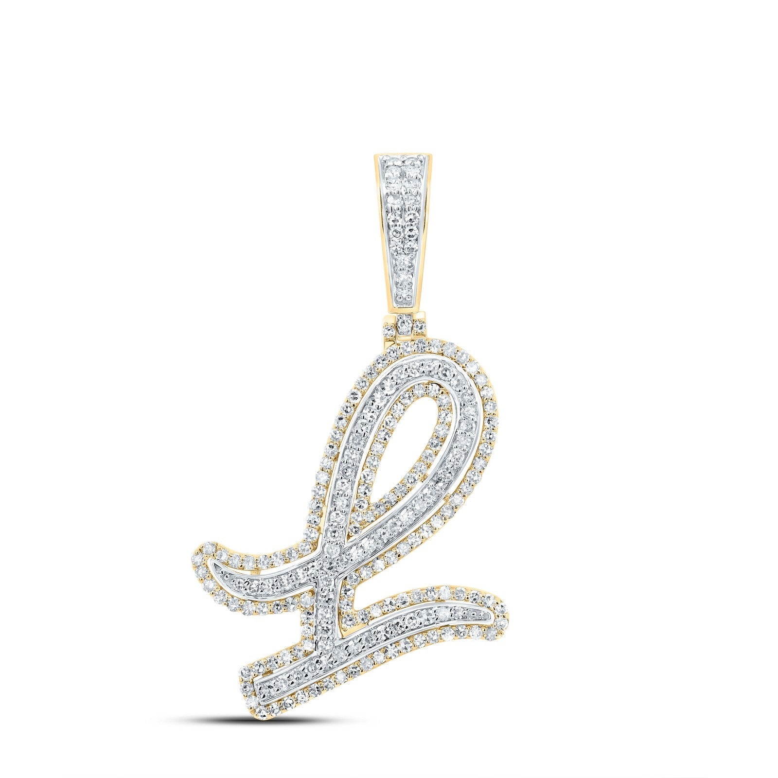 10k Yellow Gold 3.16g 0.86CTW Natural Diamond Initial "L" Pendant Alphabet Charm - Elite Jewelers - Charms & Pendants
