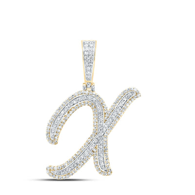10k Yellow Gold 3.17g 0.9CTW Natural Diamond Initial "X" Pendant Alphabet Charm - Elite Jewelers - Charms & Pendants