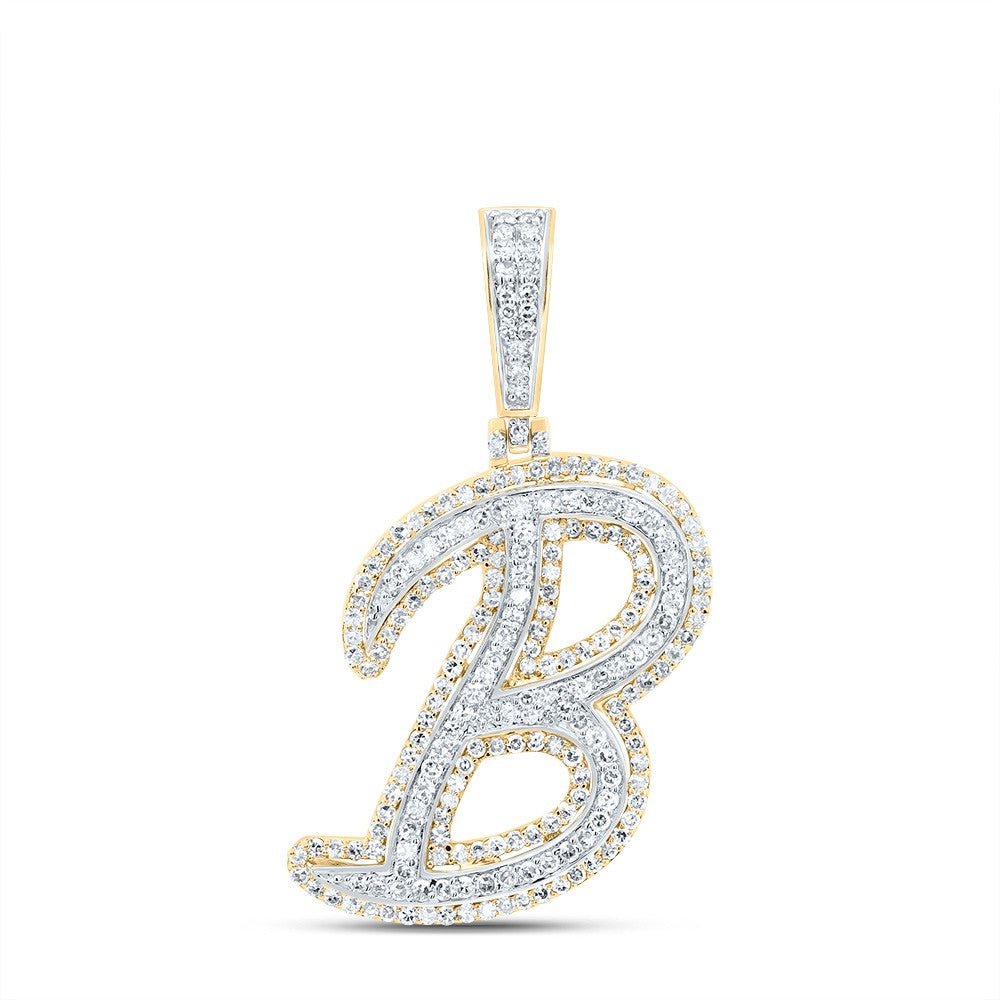 10k Yellow Gold 3.21g 0.93CTW Natural Diamond Initial "B" Pendant Alphabet Charm - Elite Jewelers - Charms & Pendants