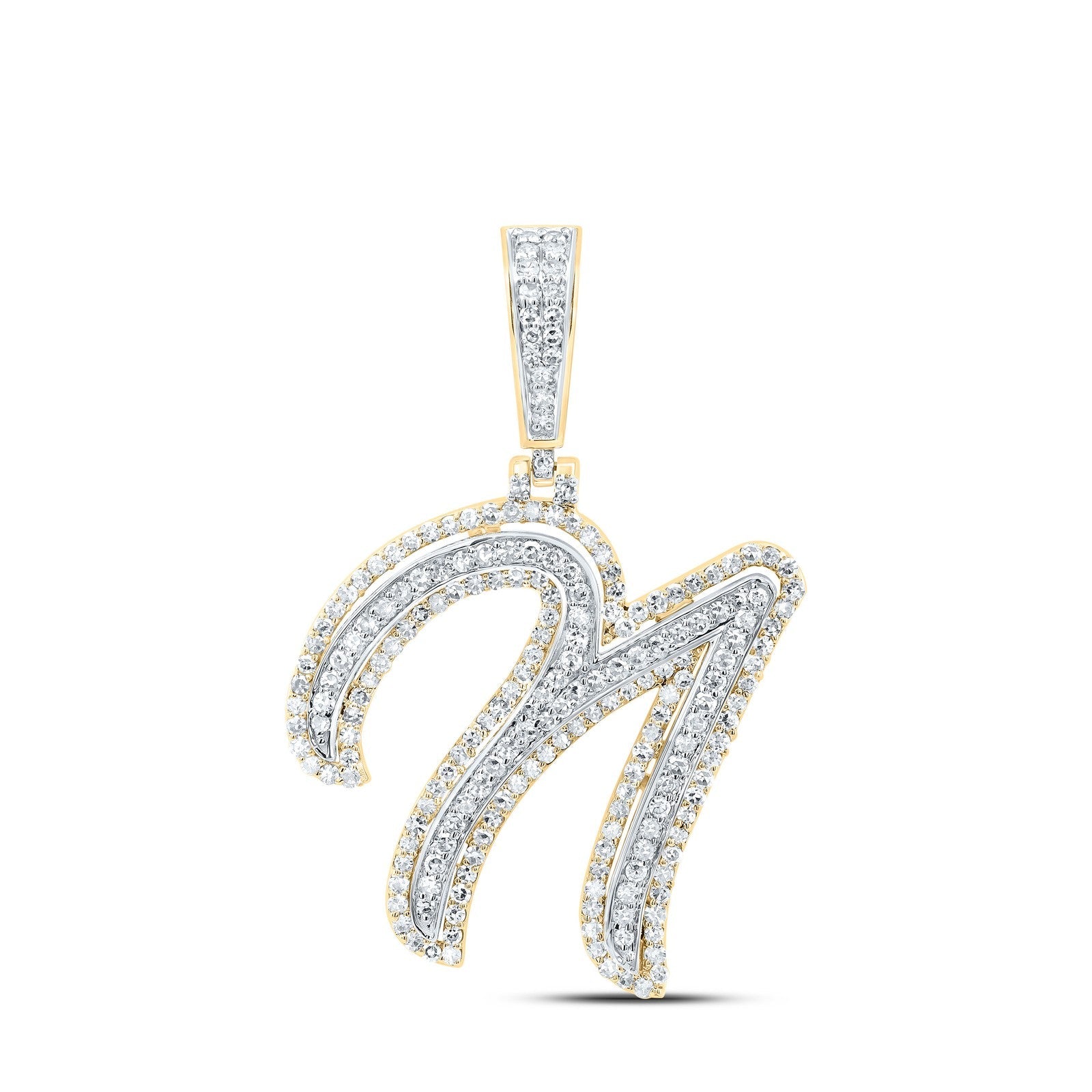 10k Yellow Gold 3.24g 0.89CTW Natural Diamond Initial "N" Pendant Alphabet Charm - Elite Jewelers - Charms & Pendants