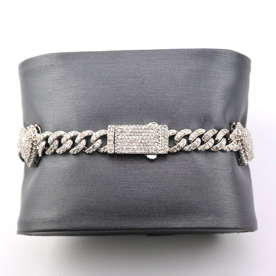 10K Yellow Gold 3.25 CTW Natural Diamond 6MM Cuban Heart Bracelet 7" - Elite Jewelers - Bracelets