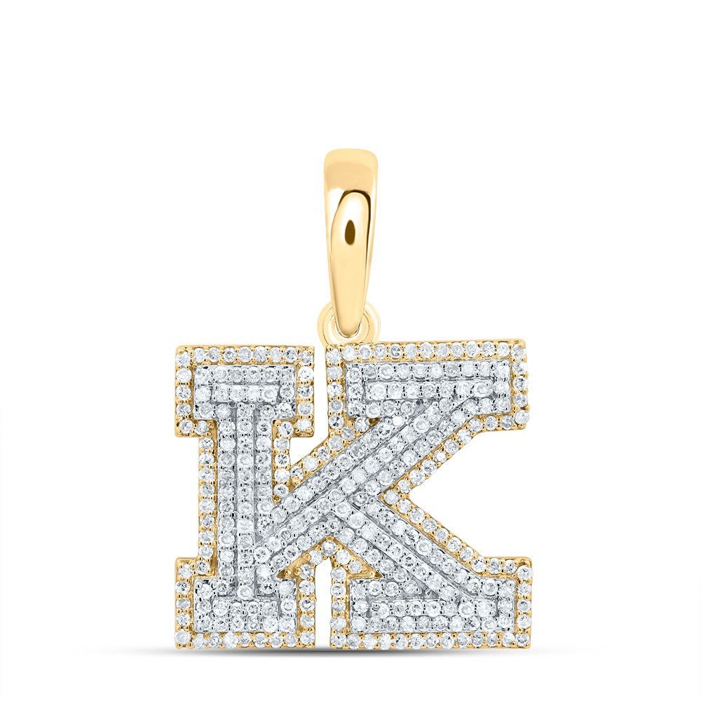 10k Yellow Gold 3.28g 0.86CTW Natural Diamond Initial "K" Pendant Alphabet Charm - Elite Jewelers - Charms & Pendants