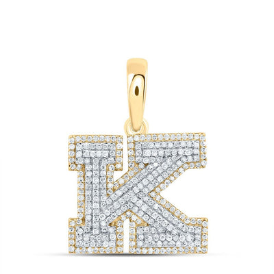 10k Yellow Gold 3.28g 0.86CTW Natural Diamond Initial "K" Pendant Alphabet Charm - Elite Jewelers - Charms & Pendants