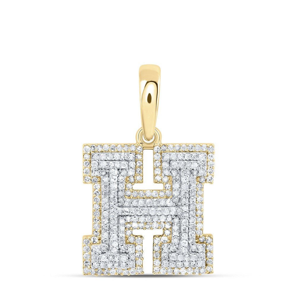 10k Yellow Gold 3.31g 0.78CTW Natural Diamond Initial "H" Pendant Alphabet Charm - Elite Jewelers - Charms & Pendants