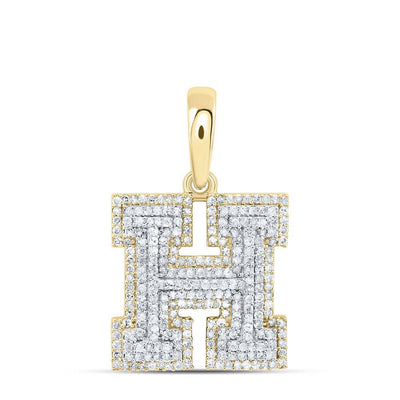 10k Yellow Gold 3.31g 0.78CTW Natural Diamond Initial "H" Pendant Alphabet Charm - Elite Jewelers - Charms & Pendants