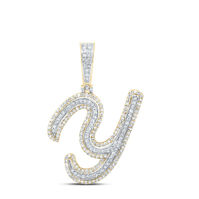 10k Yellow Gold 3.37g 0.92CTW Natural Diamond Initial "Y" Pendant Alphabet Charm - Elite Jewelers - Charms & Pendants