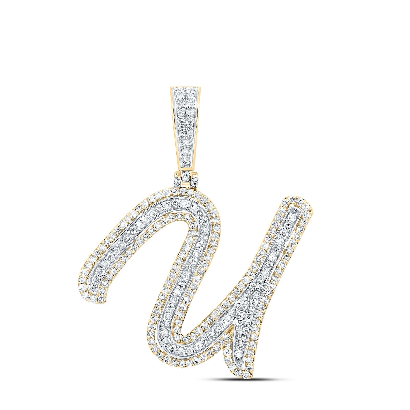 10k Yellow Gold 3.3g 0.97CTW Natural Diamond Initial "U" Pendant Alphabet Charm - Elite Jewelers - Charms & Pendants